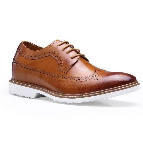 US7.5 CMR Elevator Shoes For Men brown Oxford leather height Increase 6.5cm main image 4